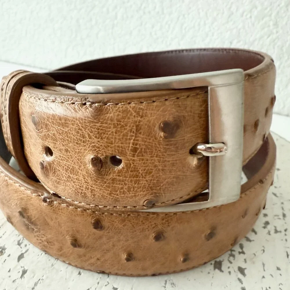 NEW Rod Patrick Mens Western Belt MAD DOG SADDLE FULL QUILL OSTRICH 1.5
